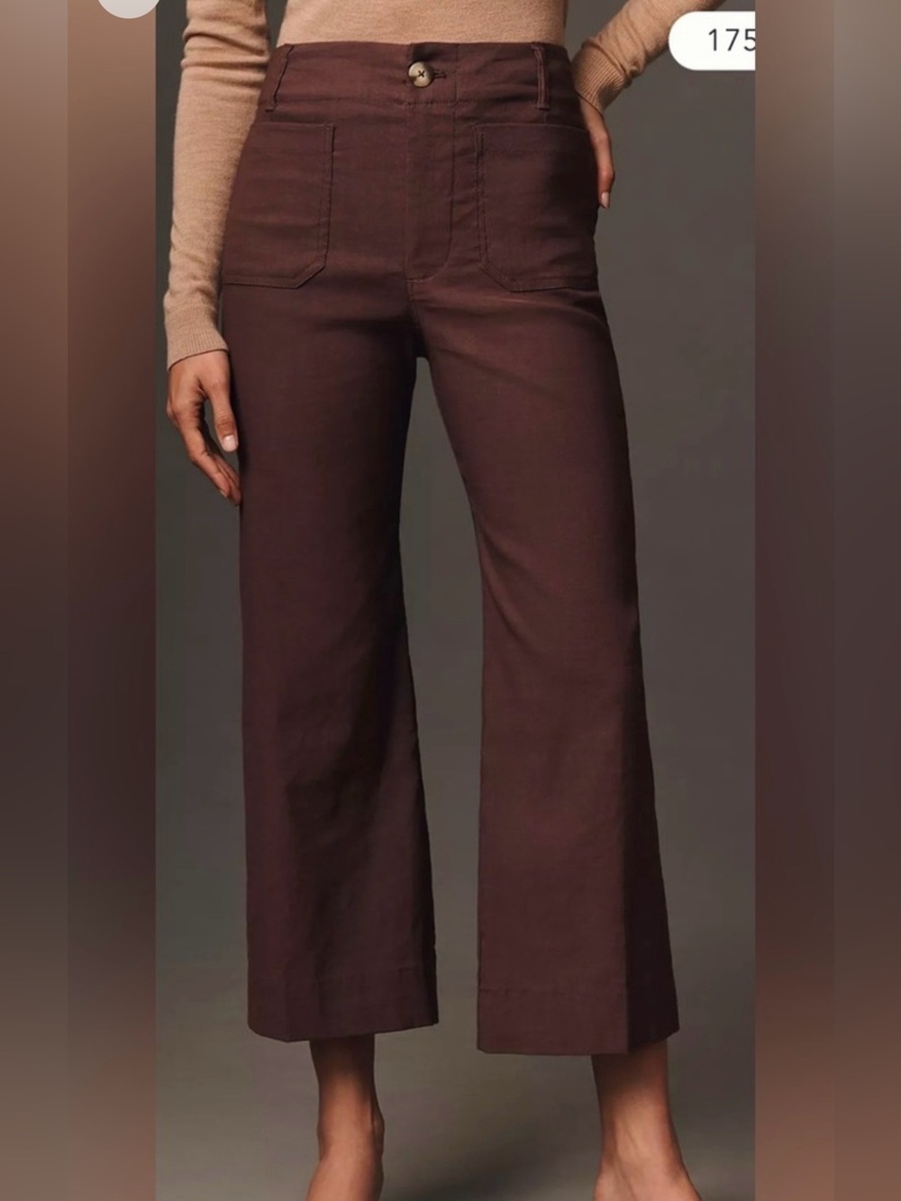 NWT Anthropologie Maeve Colette Crop in Chocolate size 29